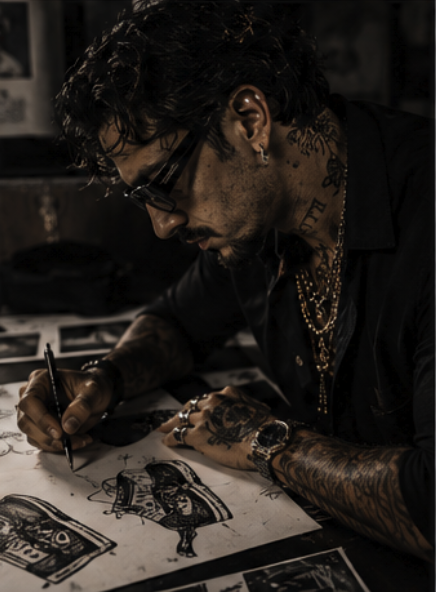 Giovanni Picciotti sketching at his workbench
